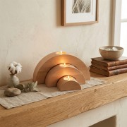 Drewniane Świeczniki Półokrągłe z Olchy